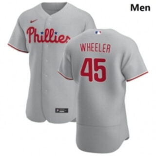 Philadelphia Phillies 45 Zack Wheeler Men Nike Gray Road 2020 Authentic Player MLB Jersey