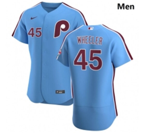 Philadelphia Phillies 45 Zack Wheeler Men Nike Light Blue Alternate 2020 Authentic Player MLB Jersey