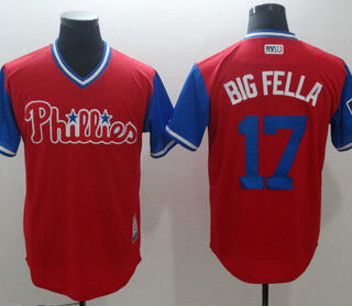 Phillies 17 Rhys Hoskins Big Fella Red 2018 Players' Weekend Authentic Team Jersey