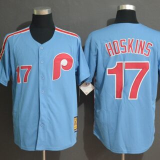 Phillies 17 Rhys Hoskins Blue Cooperstown Collection Jersey