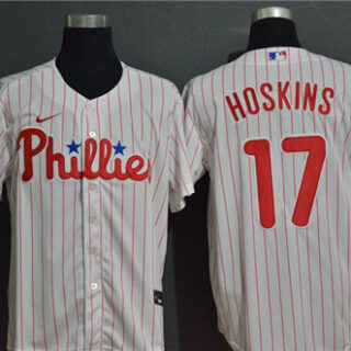 Phillies 17 Rhys Hoskins White 2020 Nike Cool Base Jersey