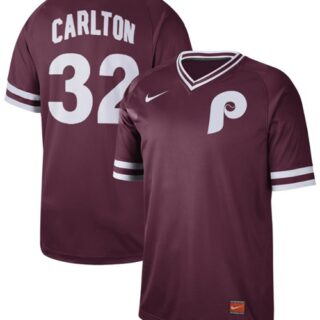 Phillies #32 Steve Carlton Maroon Authentic Cooperstown Collection Stitched Baseball Jersey