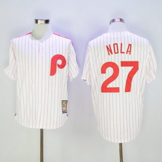 Phillies 27 Aaron Nola White Cooperstown Collection Cool Base Jersey