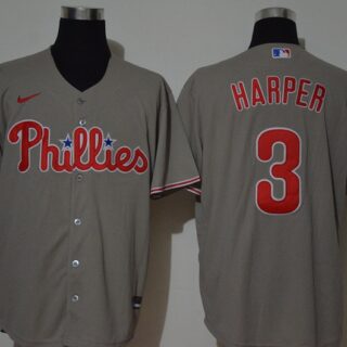 Phillies 3 Bryce Harper Gray 2020 Nike Cool Base Jersey
