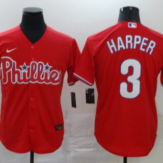 Phillies 3 Bryce Harper Red 2020 Nike Cool Base Jersey