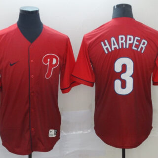 Phillies 3 Bryce Harper Red Drift Fashion Jersey