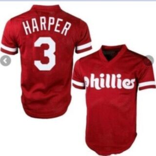 Phillies 3 Bryce Harper Red Mesh Throwback Jersey