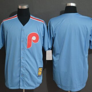 Phillies Blank Light Blue Cool Base Cooperstown Jersey
