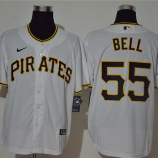 Pirates 55 Josh Bell White 2020 Nike Cool Base Jersey