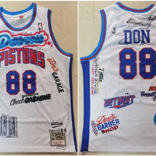 Pistons 88 Don White Hardwood Classics Jersey