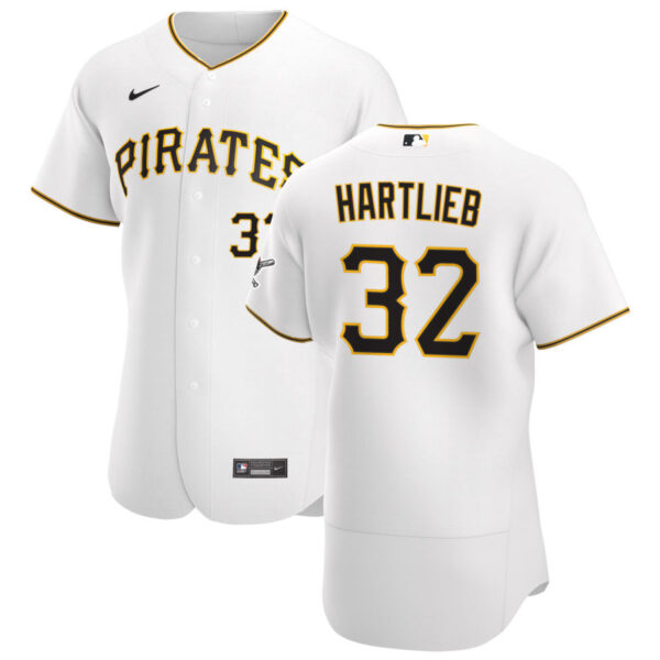 Pittsburgh Pirates #32 Geoff Hartlieb Men's Nike White Home 2020 Authentic Player MLB Jersey
