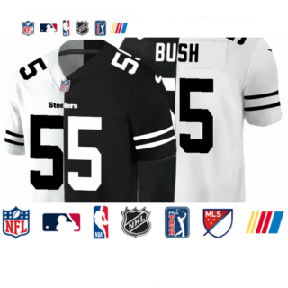 Pittsburgh Steelers #55 Devin Bush Men's Black V White Peace Split Nike Vapor Untouchable Limited NFL Jersey
