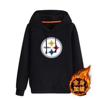 Pittsburgh Steelers Black Men's Winter Thicken NFL Pullover Hoodie