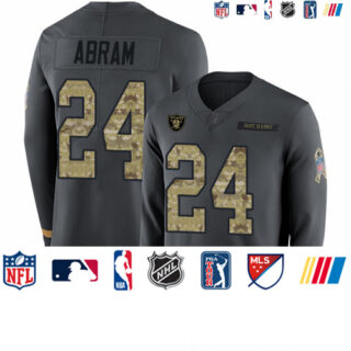 Raiders #24 Johnathan Abram Anthracite Salute to Service Men's Stitched Football Limited Therma Long Sleeve Jersey