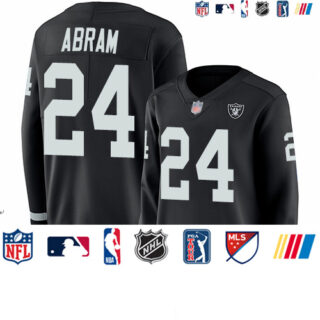 Raiders #24 Johnathan Abram Black Team Color Women's Stitched Football Limited Therma Long Sleeve Jersey