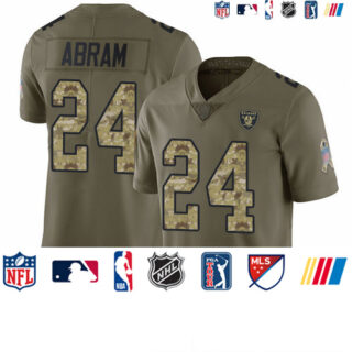 Raiders #24 Johnathan Abram Olive Camo Men's Stitched Football Limited 2017 Salute To Service Jersey