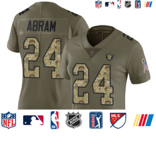 Raiders #24 Johnathan Abram Olive Camo Women's Stitched Football Limited 2017 Salute to Service Jersey