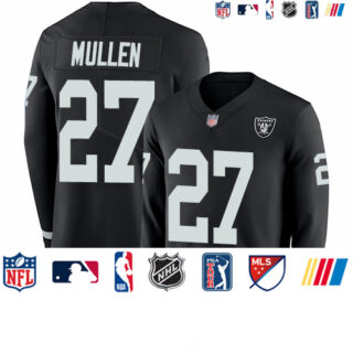Raiders #27 Trayvon Mullen Black Team Color Men's Stitched Football Limited Therma Long Sleeve Jersey
