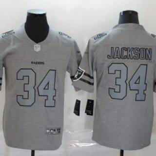 Raiders #34 Bo Jackson Gray Men's Stitched Football Limited Team Logo Gridiron Jersey