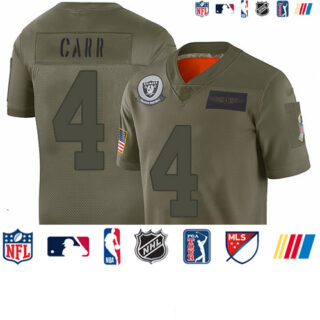Raiders #4 Derek Carr Camo Youth Stitched Football Limited 2019 Salute to Service Jersey