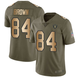 Raiders #84 Antonio Brown Olive Gold Youth Stitched Football Limited 2017 Salute to Service Jersey