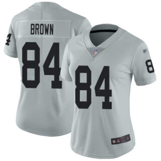 Raiders #84 Antonio Brown Silver Women's Stitched Football Limited Inverted Legend Jersey