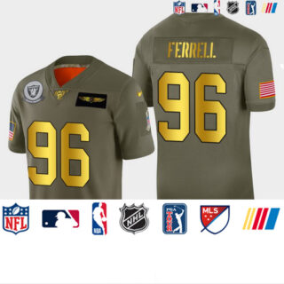 Raiders #96 Clelin Ferrell Men's Nike Olive Gold 2019 Salute to Service Limited NFL 100 Jersey