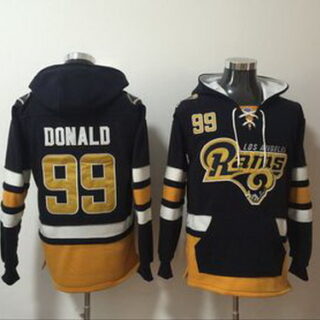 Rams 99 Aaron Donald Navy All Stitched Hooded Sweatshirt