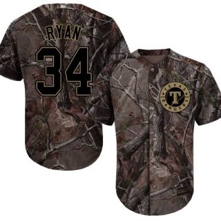 Rangers #34 Nolan Ryan Camo Realtree Collection Cool Base Stitched Youth Baseball Jersey