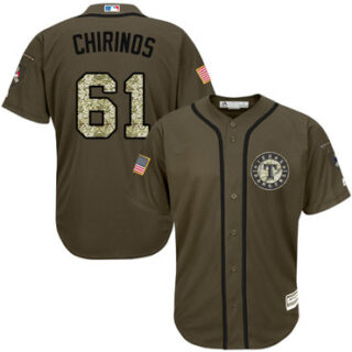 Rangers #61 Robinson Chirinos Green Salute to Service Stitched Baseball Jersey