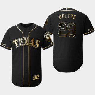 Rangers 29 Adrian Beltre Black Gold Flexbase Jersey