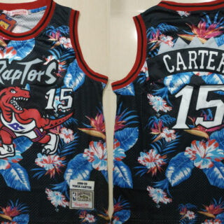 Raptors 15 Vince Carter Black 1998-99 Hardwood Classics Floral Fashion Swingman Jersey