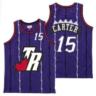Raptors 15 Vince Carter Purple Big White TR Logo Retro Jersey 7