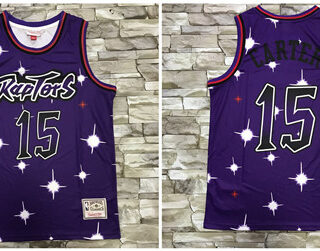 Raptors 15 Vince Carter Purple Star Hardwood Classics Jersey