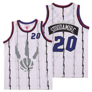 Raptors 20 Damon Stoudamire White Gray Logo Retro Jersey 5