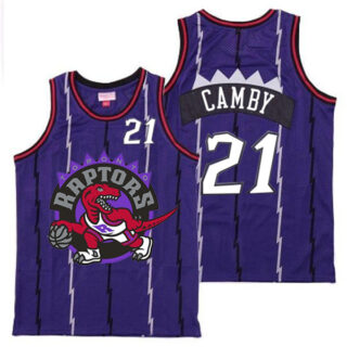 Raptors 21 Marcus Camby Purple Big Logo Retro Jersey 9