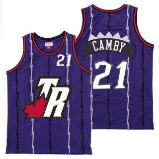Raptors 21 Marcus Camby Purple Big White TR Logo Retro Jersey 8