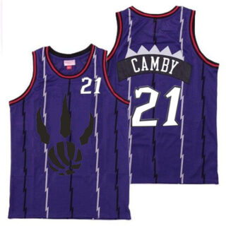 Raptors 21 Marcus Camby Purple Throwback Jersey 1