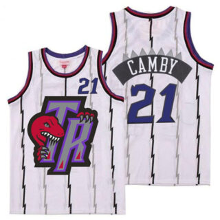 Raptors 21 Marcus Camby White Big Gray TR Logo Retro Jersey 9