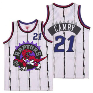 Raptors 21 Marcus Camby White Big Logo Retro Jersey 7