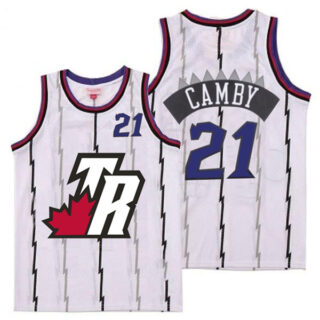 Raptors 21 Marcus Camby White Big White TR Logo Retro Jersey 6