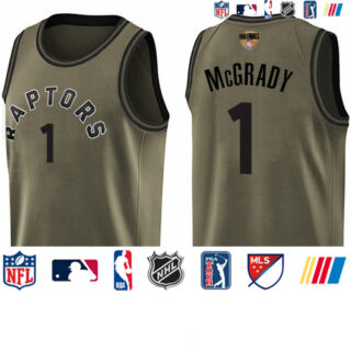 Raptors #1 Tracy Mcgrady Green Salute to Service 2019 Finals Bound Basketball Swingman Jersey