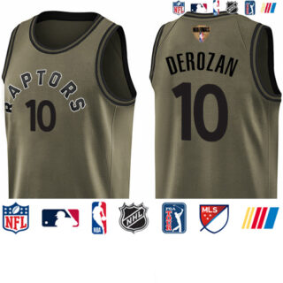 Raptors #10 DeMar DeRozan Green Salute to Service 2019 Finals Bound Basketball Swingman Jersey