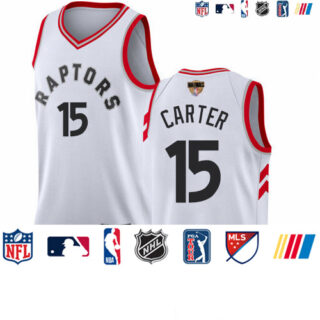 Raptors #15 Vince Carter White 2019 Finals Bound Basketball Swingman Association Edition Jersey