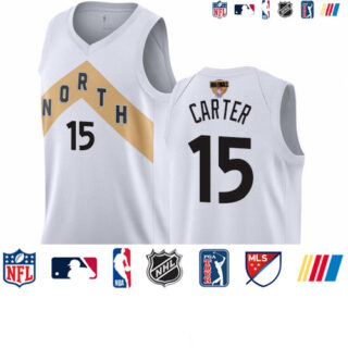 Raptors #15 Vince Carter White 2019 Finals Bound Basketball Swingman City Edition 2018 19 Jersey