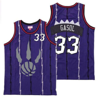 Raptors 33 Marc Gasol Purple Gray Logo Retro Jersey 6