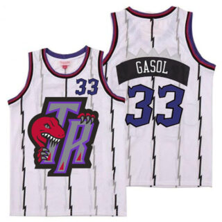 Raptors 33 Marc Gasol White Big Gray TR Logo Retro Jersey 10