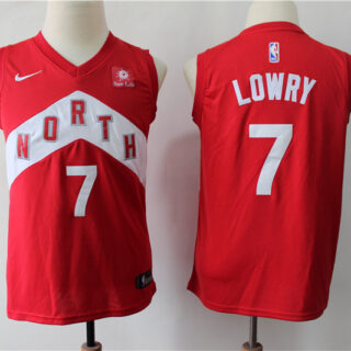 Raptors 7 Kyle Lowry Red Youth Earned Edition Nike Swingman Jersey