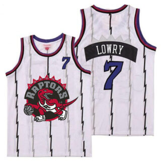Raptors 7 Kyle Lowry White Big Gray Red Logo Retro Jersey 11