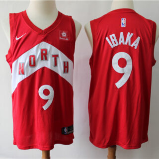 Raptors 9 Serge Ibaka Red Earned Edition Nike Swingman Jersey